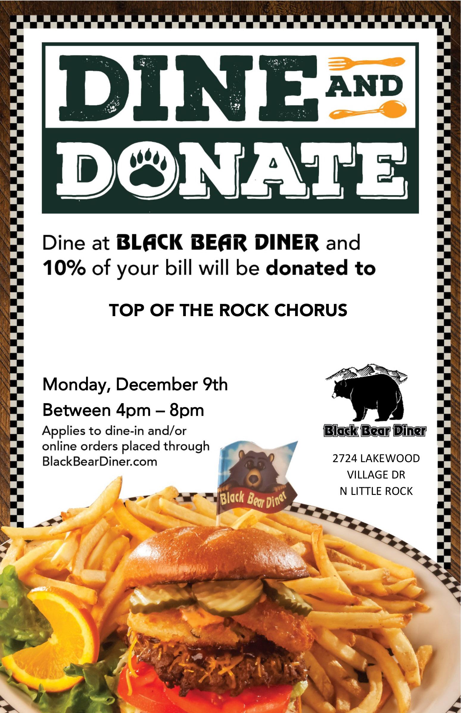 Eat at Black Bear Diner on Dec. 9 and Support TOTR