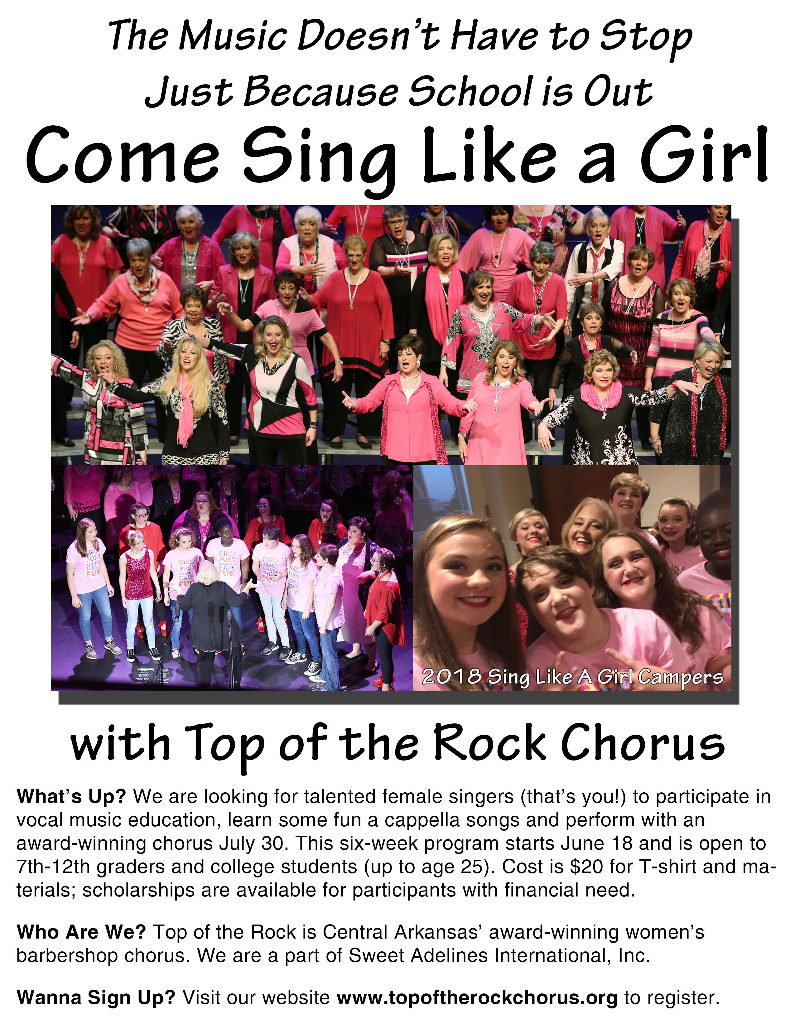 Top Of The Rock Chorus 19 04 29 Chorus News Item Sing Like A Girl Summer Camp